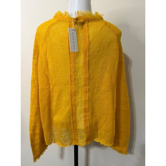 Moon River Yellow Fringe Trim Sweater NWT Large - Picture 7 of 9